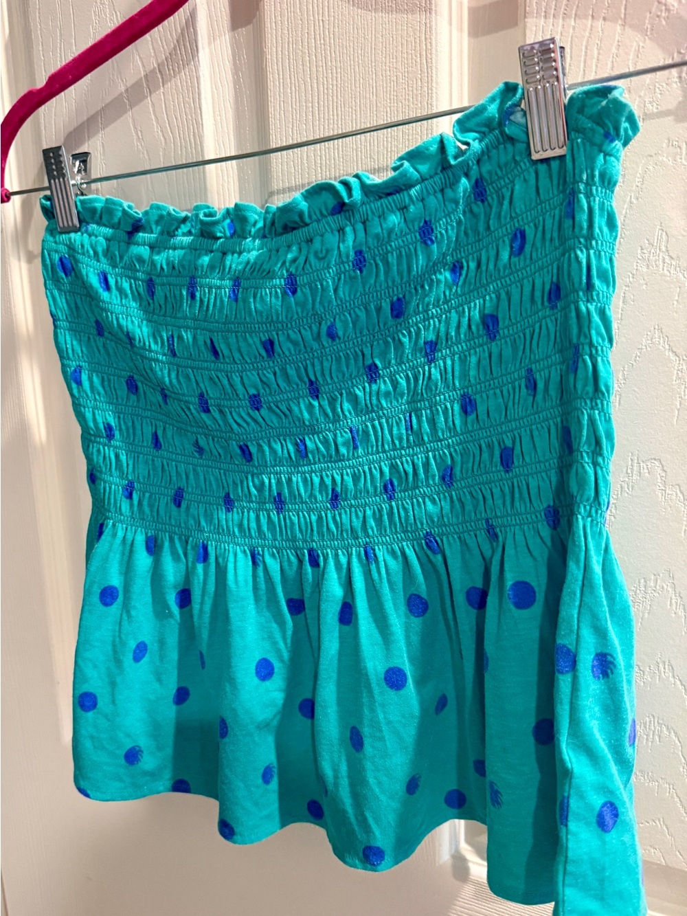 Lilly Pulitzer Turquoise Smocked Tube Top with Blue Dot Accents